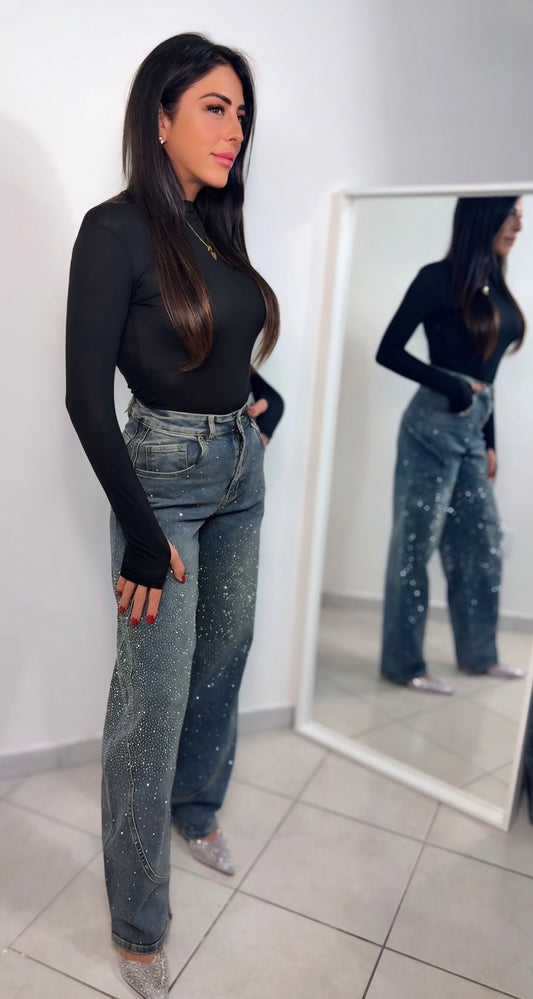 Jeans ballon strass