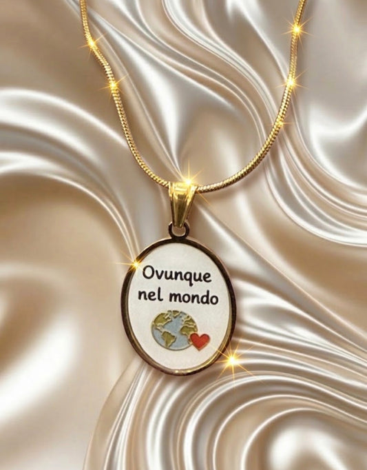 Collana Con Pendente Ovale “ Ovunque Nel Mondo”