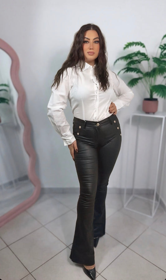 Pantalone ecopelle zampa