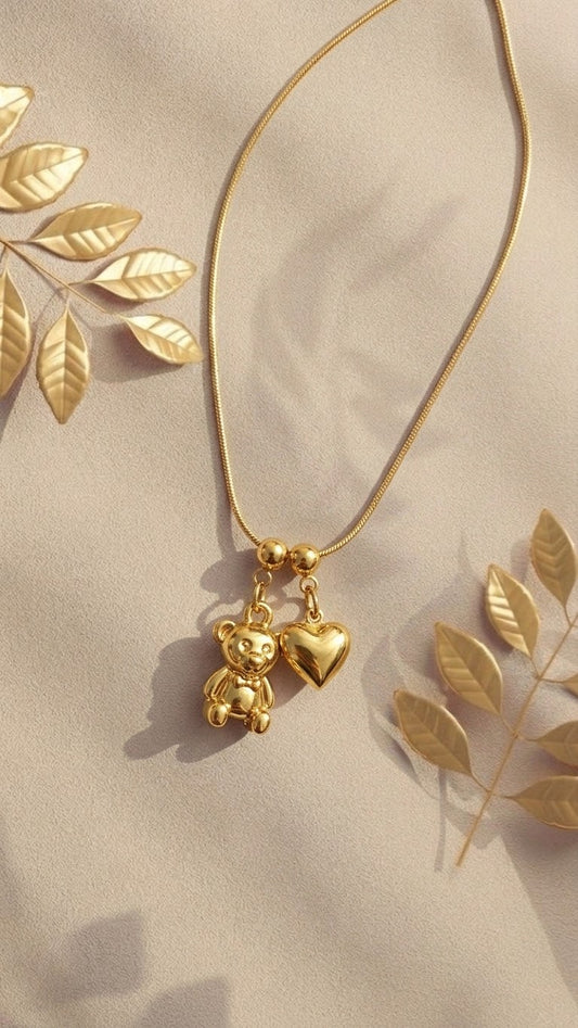 Collana con orsetto e cuore