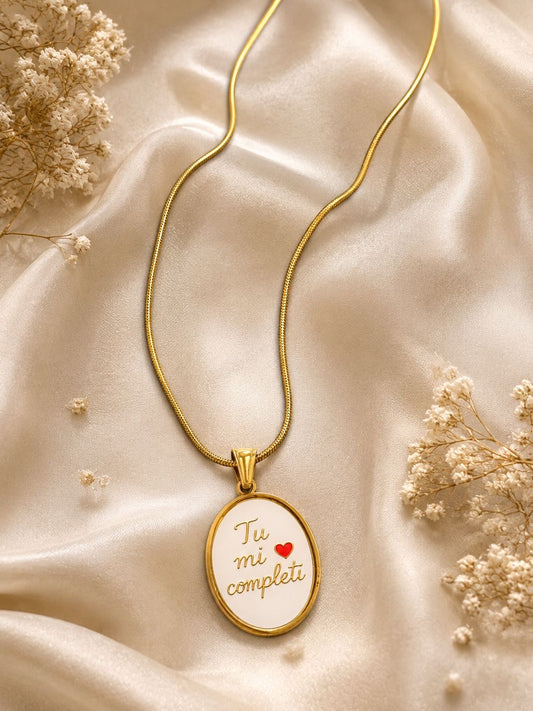 Collana con pendente Ovale “Tu Mi Completi”
