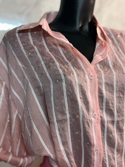 Camicia velata con brillantini
